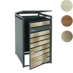 1er Mülltonnenverkleidung -J81, Mülltonnenbox, erweiterbar, Metall 32kg, anthrazit ~ gold ^ MCW Discount