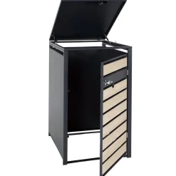1er Mülltonnenverkleidung -J81, Mülltonnenbox, erweiterbar, Metall 32kg, anthrazit ~ gold ^ MCW Discount