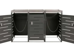 3er-Mülltonnenverkleidung -H40, Mülltonnenbox, Pflanzkasten Edelstahl-Metall-Kombi 78kg 125x198x84cm erweiterbar ^ MCW Outlet