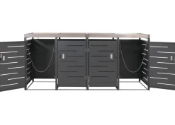 4er-Mülltonnenverkleidung -H40, Mülltonnenbox, Pflanzkasten Edelstahl-Metall-Kombi 92kg 125x264x84cm erweiterbar ^ MCW New