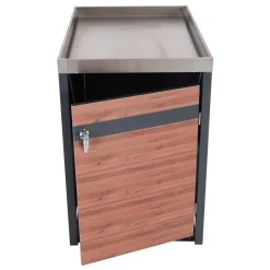 1er Mülltonnenverkleidung mit Pflanzkasten -J82, erweiterbar, Metall 37kg, anthrazit ~ Kirsche-Holzoptik dunkelbraun ^ MCW Best