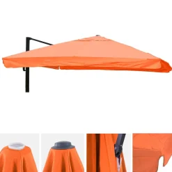 Ersatz-Bezug für Luxus-Ampelschirm -A96 mit Flap, Sonnenschirmbezug Ersatzbezug, 3x4m (Ø5m) Polyester ~ terracotta ^ MCW