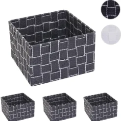 MCW 4er-Set Aufbewahrungskorb -C37, Dekokorb Korb Körbchen Aufbewahrung Regalkorb Deko 12x19x19cm ~ dunkelgrau Discount