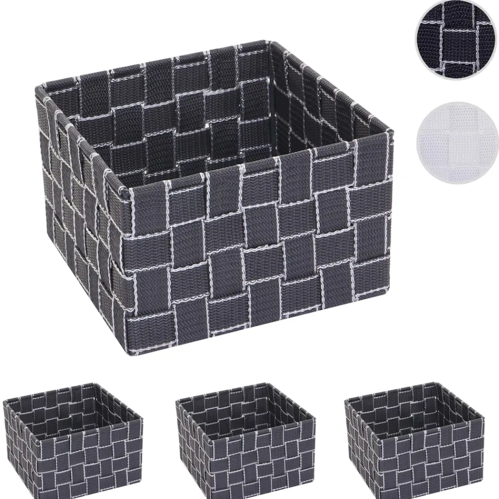 MCW 4er-Set Aufbewahrungskorb -C37, Dekokorb Korb Körbchen Aufbewahrung Regalkorb Deko 12x19x19cm ~ dunkelgrau Discount