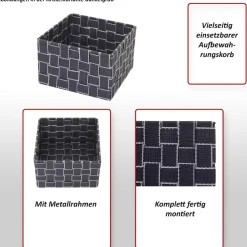 MCW 4er-Set Aufbewahrungskorb -C37, Dekokorb Korb Körbchen Aufbewahrung Regalkorb Deko 12x19x19cm ~ dunkelgrau Discount