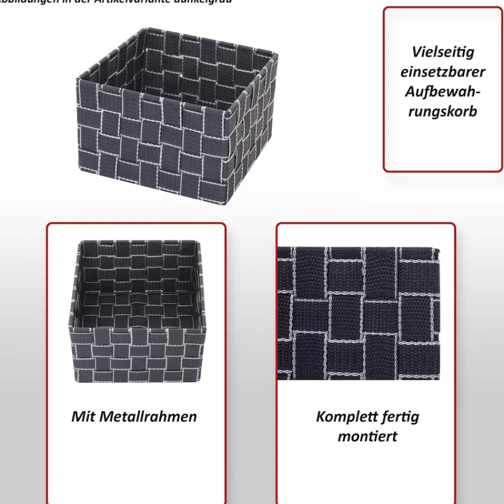 MCW 4er-Set Aufbewahrungskorb -C37, Dekokorb Korb Körbchen Aufbewahrung Regalkorb Deko 12x19x19cm ~ dunkelgrau Discount
