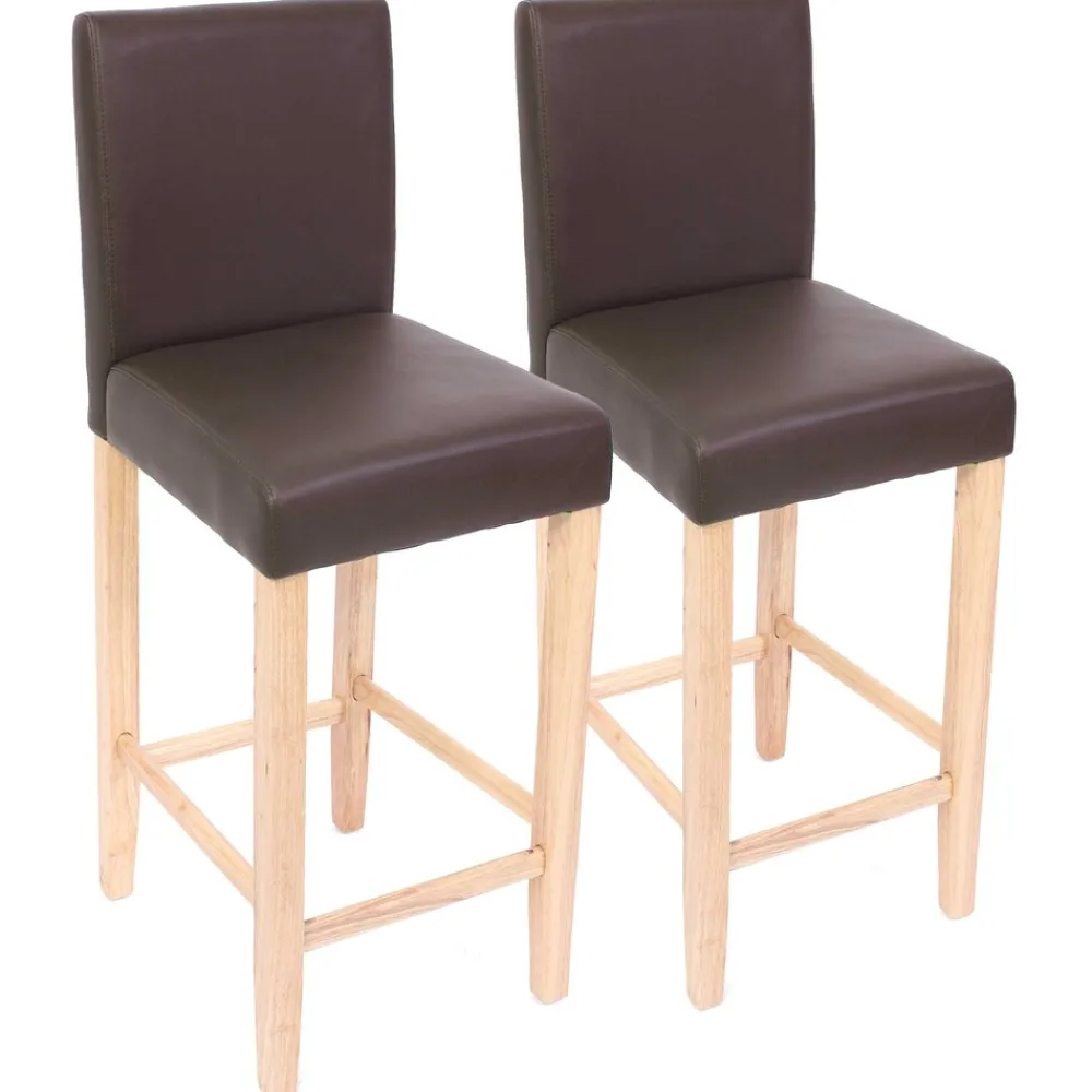 2er-Set Barhocker Cesena Leder ~ braun, helle Füße ^ MCW Outlet