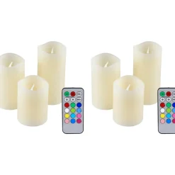 6er Set IOIO LED 48 Echtwachskerzen mit Farbwechsel und Fernbedienung ^ Olympia Hot