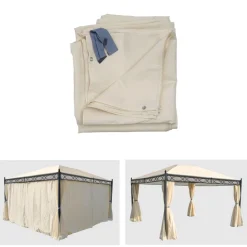 4er-Set Seitenwand für Pergola Calpe, Ersatzseitenwand Pavillon 4x3m, Polyester ~ creme ^ MCW Hot