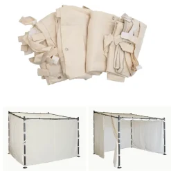 4er-Set Seitenwand für Pergola -A22, Ersatzseitenwand Pavillon, 3x3m Polyester ~ creme ^ MCW Best