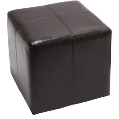 2er-Set Sitzhocker Carrara, Leder + Kunstleder, 36x36x36cm MVG-zertifiziert ~ braun ^ MCW Outlet