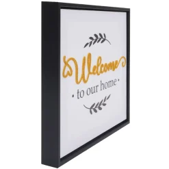 4er-Set Wandbild -N96, Wanddekoration Bilderrahmen Sprüche Sweet Home Welcome World Family, Holz Leinwand 30x30cm ^ MCW Online