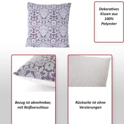 MCW 2er Set Zierkissen Barock + Blumen, Sofakissen Deko-Kissen mit Füllung 45x45cm New