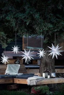 Novaliv 2er Sparset Weihnachtssterne LED Dekosterne 25cm Weiss für AUSSEN Kabel mit Trafo 3D Stern 18 Zackig Leuchtstern Weihnachtslicht Winterbeleuchtung 3D Stern Weihnachtslicht Online