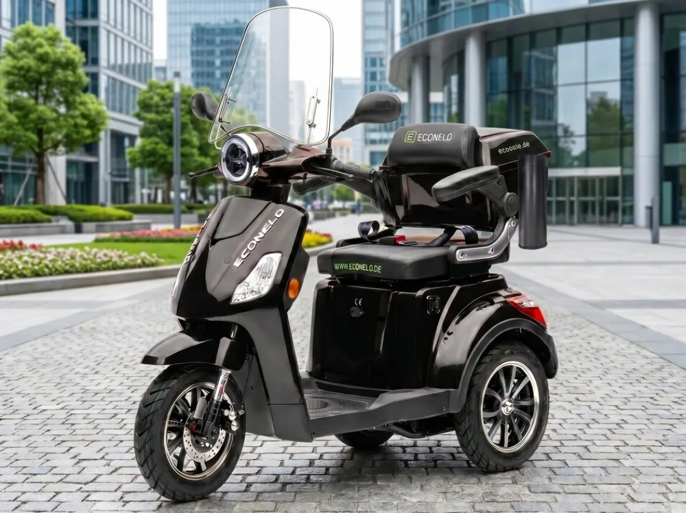ECONELO E-Seniorenmobil Denia, Lithium-Akku, 3-Rad, 1000 Watt, Schwarz Hot