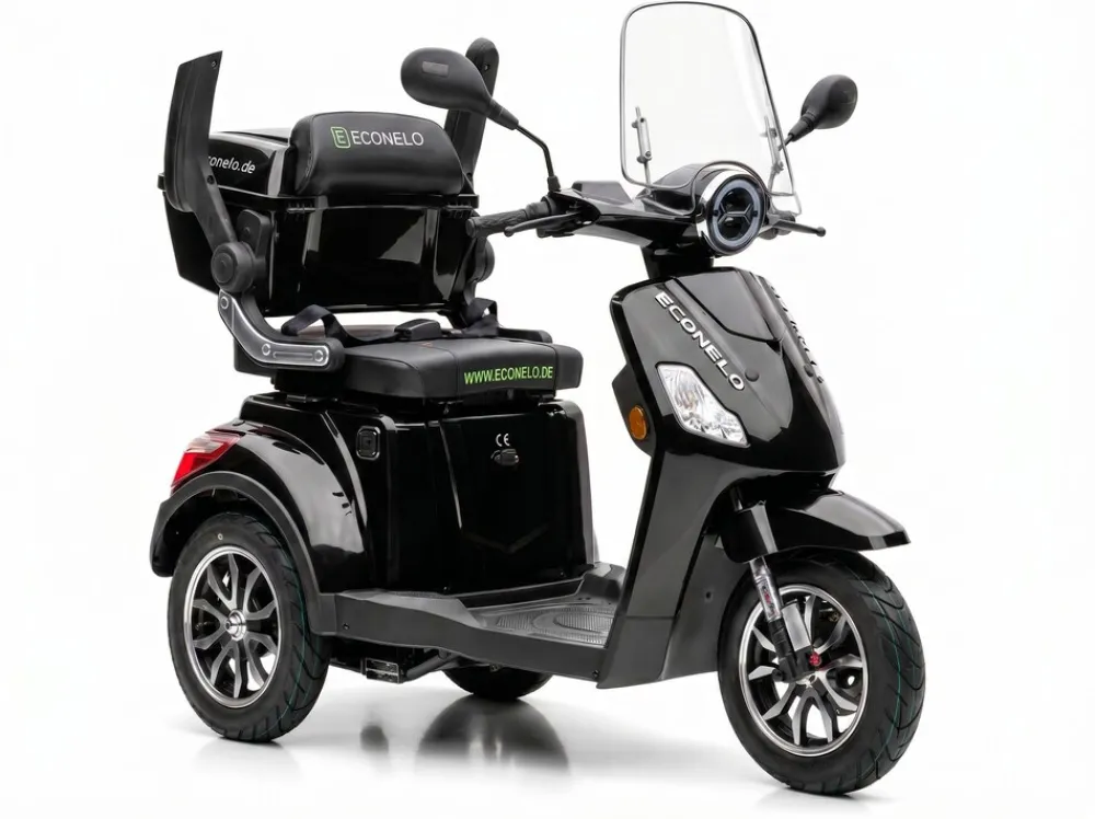 ECONELO E-Seniorenmobil Denia, Lithium-Akku, 3-Rad, 1000 Watt, Schwarz Hot