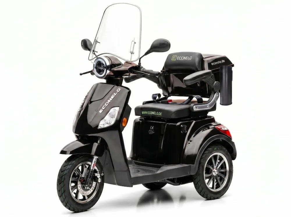 ECONELO E-Seniorenmobil Denia, Lithium-Akku, 3-Rad, 1000 Watt, Schwarz Hot