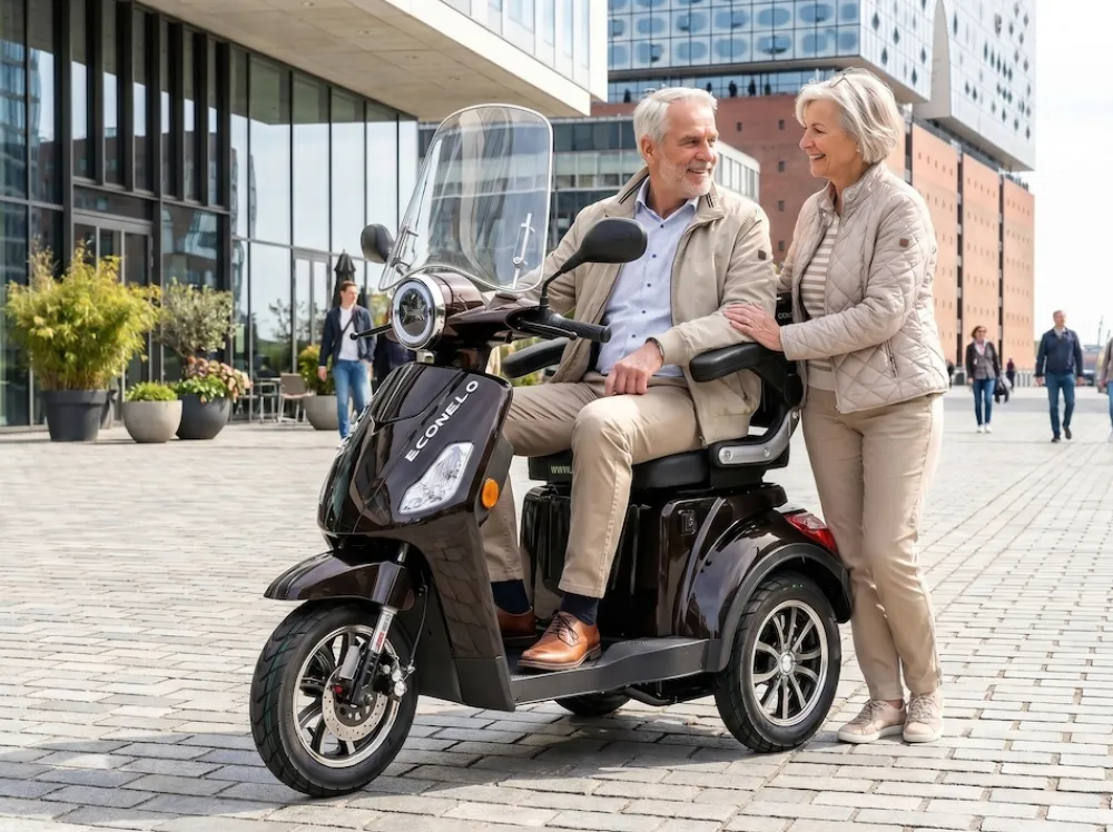 ECONELO E-Seniorenmobil Denia, Lithium-Akku, 3-Rad, 1000 Watt, Schwarz Hot
