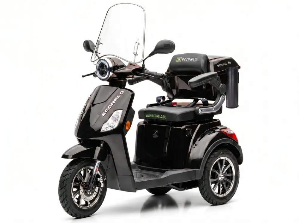 ECONELO E-Seniorenmobil Denia, Lithium-Akku, 3-Rad, 1000 Watt, Schwarz Hot