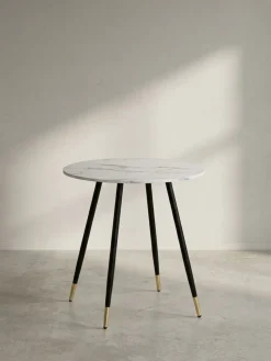 KADIMA DESIGN Esstisch Marmoroptik Metall Rund Modern, 75x75x76 cm Weiß Outlet
