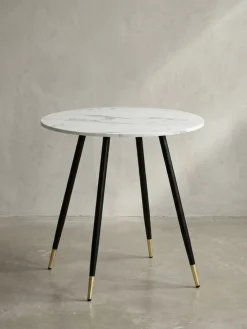 KADIMA DESIGN Esstisch Marmoroptik Metall Rund Modern, 75x75x76 cm Weiß Outlet