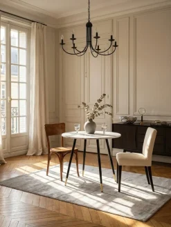 KADIMA DESIGN Esstisch Marmoroptik Metall Rund Modern, 75x75x76 cm Weiß Outlet