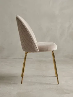 KADIMA DESIGN Esszimmerstuhl 2er Set Samtbezug mit Metallgestell Schalenform Skandinavisch gepolstert, 53x50x87 cm Beige Best
