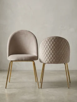 KADIMA DESIGN Esszimmerstuhl 2er Set Samtbezug mit Metallgestell Schalenform Skandinavisch gepolstert, 53x50x87 cm Beige Best