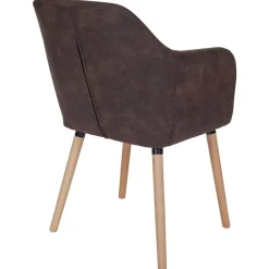 Esszimmerstuhl Vaasa T381, Stuhl Küchenstuhl, Retro 50er Jahre Design ~ Textil, vintage dunkelbraun, helle Beine ^ MCW