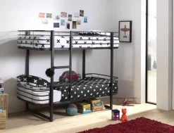 vipack Etagenbett Metall Oscar, 2 Liegeflächen 90 x 200 cm, Schwarz