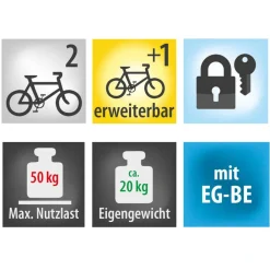 Eufab Fahrradträger Crow Plus für 2 Fahrräder, erweiterbar Clearance