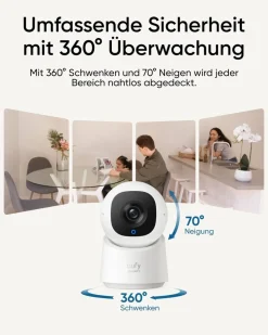 ANKER eufy Innenkamera C220 - 2K und 360° KI-Verfolgung, Weiß (Überwachungskamera, WLAN, 2K) Outlet