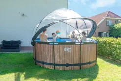 Black Leather Optic Pool ø360x122cm mit Abdeckung und Sandfilterpumpe - schwarz ^ Exit Outlet