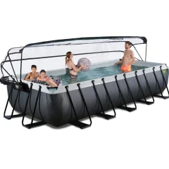 Exit Black Leather Pool 540x250x100cm mit Sandfilterpumpe und Abdeckung - schwarz New