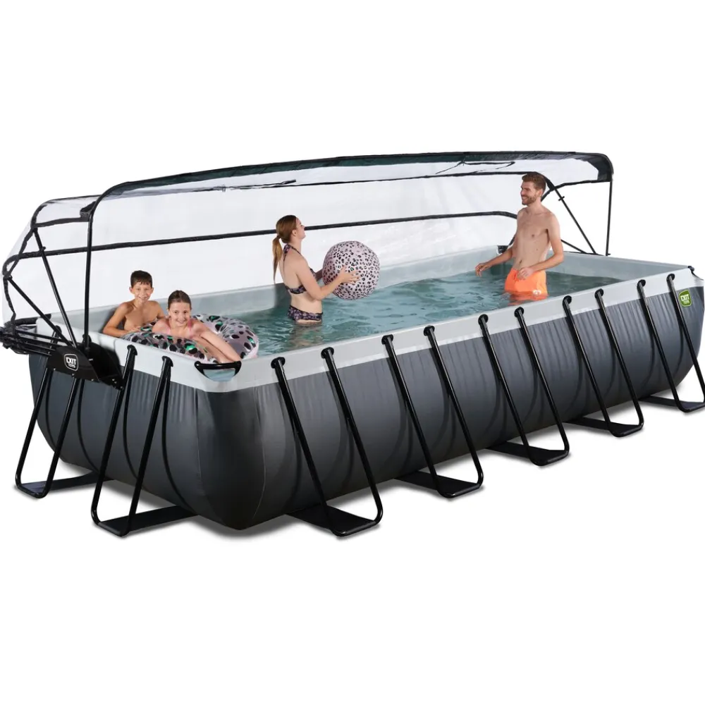 Exit Black Leather Pool 540x250x100cm mit Sandfilterpumpe und Abdeckung - schwarz New
