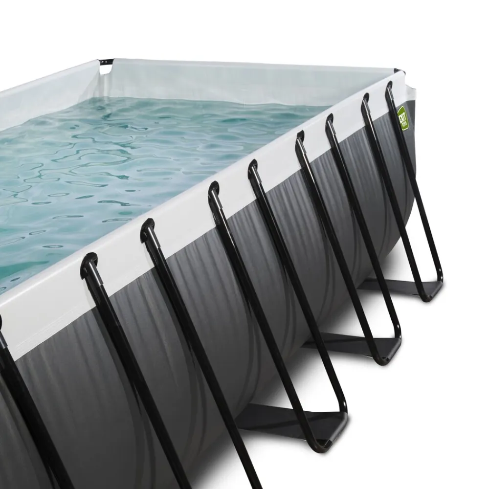 Exit Black Leather Pool 540x250x100cm mit Sandfilterpumpe und Abdeckung - schwarz New