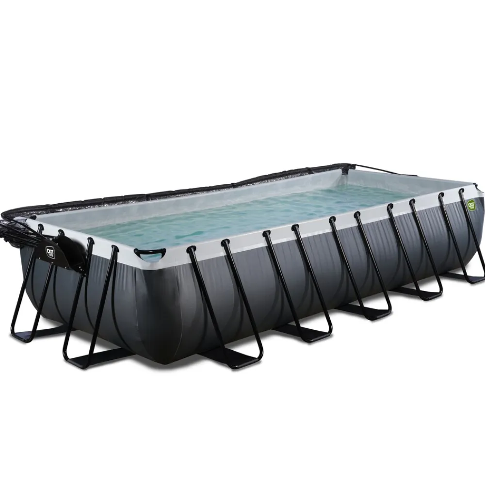 Exit Black Leather Pool 540x250x100cm mit Sandfilterpumpe und Abdeckung - schwarz New