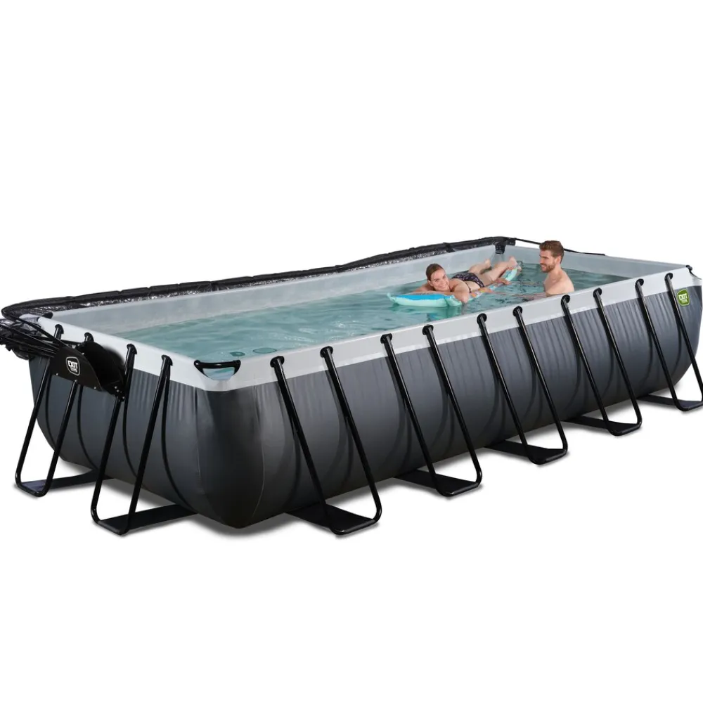 Exit Black Leather Pool 540x250x100cm mit Sandfilterpumpe und Abdeckung - schwarz New