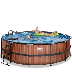 Frame Pool ø450x122cm mit Sandfilterpumpe - Holz Optik ^ Exit Outlet
