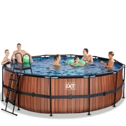 Frame Pool ø450x122cm mit Sandfilterpumpe - Holz Optik ^ Exit Outlet