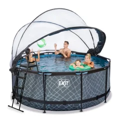 Exit Frame Pool ø360x122cm mit Sandfilterpumpe, Abdeckung + Wärmepumpe versch. Ausführungen