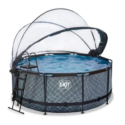 Exit Frame Pool ø360x122cm mit Sandfilterpumpe, Abdeckung + Wärmepumpe versch. Ausführungen