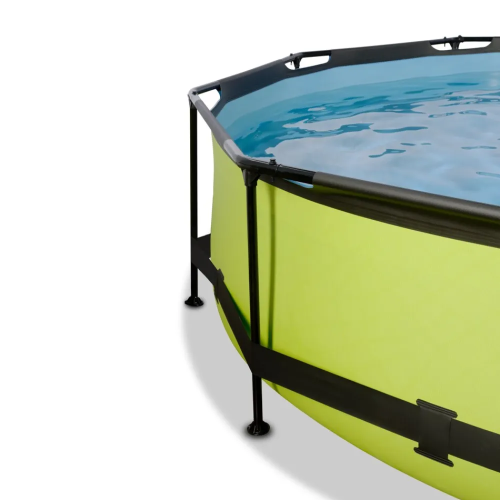 Lime Pool ø360x76cm mit Abdeckung und Filterpumpe - grün ^ Exit