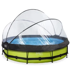 Lime Pool ø360x76cm mit Abdeckung und Filterpumpe - grün ^ Exit