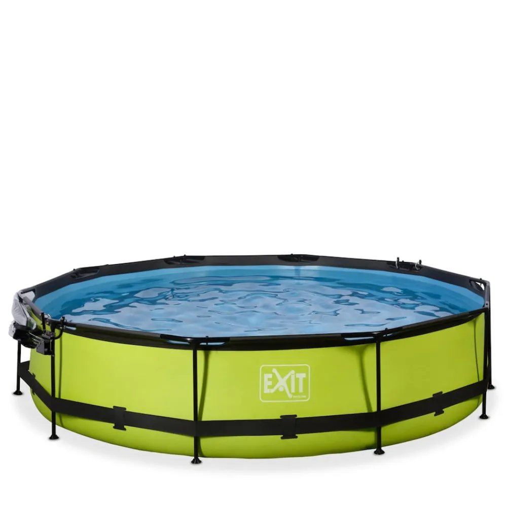 Lime Pool ø360x76cm mit Abdeckung und Filterpumpe - grün ^ Exit