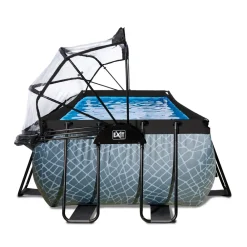 Exit Stone Pool 540x250x100cm mit Sandfilterpumpe, Abdeckung und Wärmepumpe, versch. Ausführungen Discount