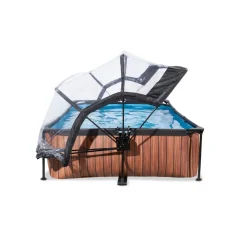 Exit Wood Pool 300x200x65cm mit Abdeckung und Filterpumpe - braun
