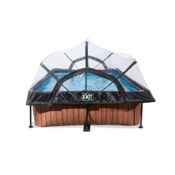 Exit Wood Pool 300x200x65cm mit Abdeckung und Filterpumpe - braun