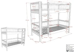 vipack FAGUS Etagenbett mit 2 Liegeflächen 90 x 200 cm, inkl. Lattenrost und Absturzschutz, Ausf. Buche massiv Natur lackiert Hot