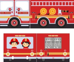 vipack FAGUS halbhohes Bett 90 x 200 cm, inkl. Lattenrost, mit Textilset "FIRE RESCUE", Ausf. Buche massiv natur Outlet